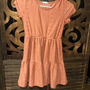 Girls' Coral Eyelet Dress